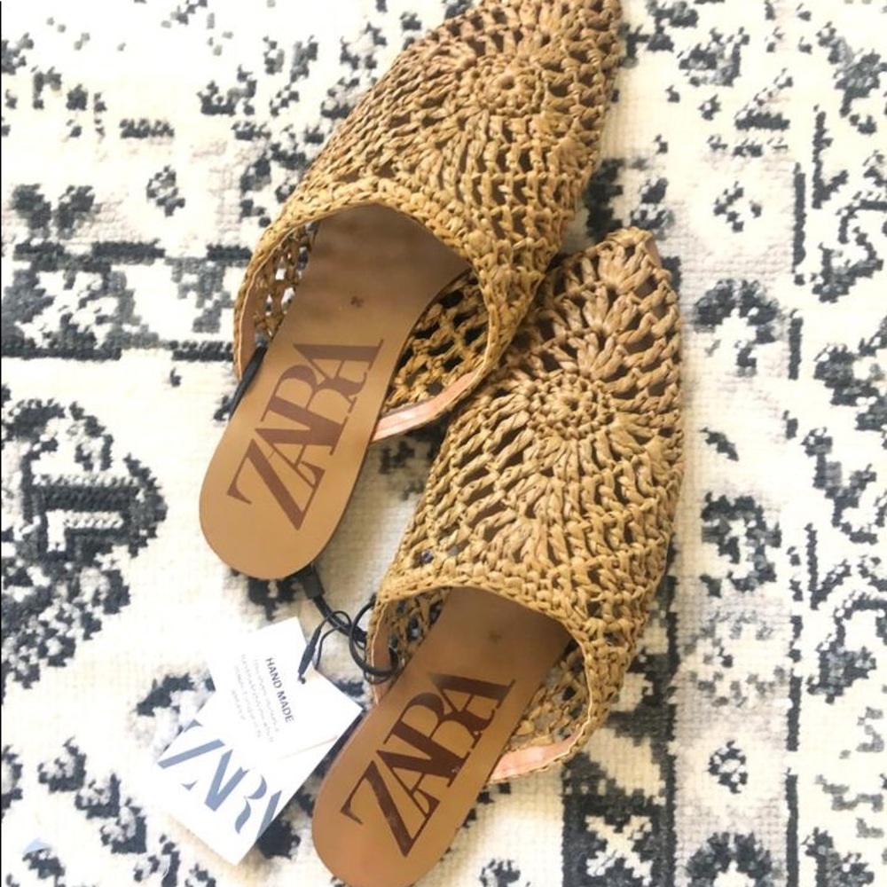 ZARA NATURAL FLAT BABOUCHES